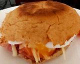 A picture of step 6 of My Bacon,Tom,Cheese+Poached Egg Muffin 🥰#Breakfast.