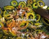 A picture of step 3 of Kaju Karela Subji.