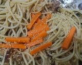 Gambar langkah 5 resipi Spaghetti Ayam dan Cendawan Shiitake.