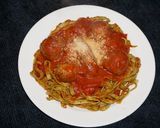 A picture of step 4 of Vegetable Fettuccine with Meatballs and Homemade Chorizo, Jon Style.