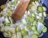 A picture of step 1 of Polenta Tart with Smoked Salmon and Leeks.