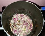 A picture of step 3 of Boiled rice served with minji stew and potatoes.