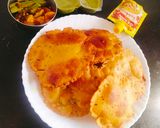 A picture of step 3 of Makka masala Aloo Puri (Maize flour poori 😋 makki ke aata Puri).