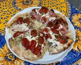 Une image de l'étape 13 de Tarte salée aux tomates, courgette, salami, mozzarella et brie de Meaux.