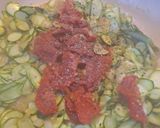 A picture of step 3 of Spanish Saffron Risotto with Zucchini and Sundried Tomatoes.