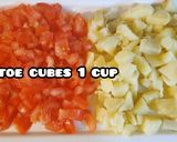 A picture of step 2 of Chana chat in crisp bowl.