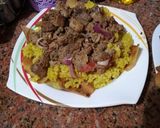 صورة لخطوة 3 من وصفة فتة شاورما فراخ ورز مصري بالكاري والكركم