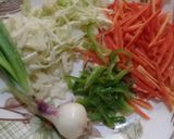 A picture of step 4 of Hakka Noodles with Chicken Swirls.