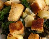 Cornish new potatoes with kale, Buttered croutons, pine nuts and Cornish blue cheese recipe step 3 photo