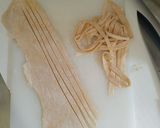 A picture of step 1 of Egg noodles with butter leek and lemon.