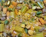 A picture of step 7 of Jackfruit seed mixed veg sabzi.