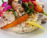 Une image de l'étape 8 de Risotto aux Ris de Veau forestier Carottes rôties Pickles de légumes et Chips de Vitelotte.