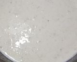 A picture of step 2 of Tavsole (cucumber dosa) and Naral ras (coconut milk sweet).