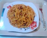 A picture of step 8 of Spaghetti jollof & torn titus smoked fished.
