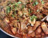A picture of step 9 of Kathal biryani with pudina dhania chhachh.