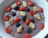 A picture of step 5 of Vickys Blueberry-Oatmeal Smoothie Bowl, GF DF EF SF NF.