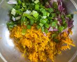 A picture of step 2 of Korean style Pumpkin Pancake or Danhobag Jeon.