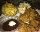 A picture of step 8 of Homemade KFC chicken with salad.