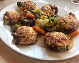 Házi csirkemájkrémmel, sajttal, baconnal töltött gombafejek ➡️ zöldség körettel 🐥🍄🍽🔝 recept fázis 11 fotója