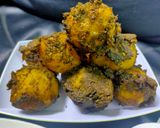 A picture of step 3 of Mint masala BBQ potatoes with cheesy white gravy.