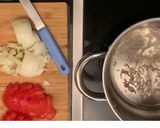 A picture of step 1 of Aloo and French bean Dry sabzi.