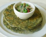A picture of step 5 of A green koottu with Mung, green peas, and kale.