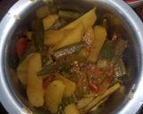A picture of step 9 of Amchur methi okra with pasta chisel kheer.