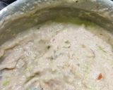 A picture of step 5 of Masala Dosa, sambar, coconut, dhania chutney.
