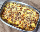 Foto del paso 9 de la receta: 🥓🧀🍄‍🟫 Polenta con panceta, champiñones y verdeo a la crema gratinada 🍄‍🟫🧀🥓