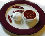 A picture of step 5 of Schezwan chutney.