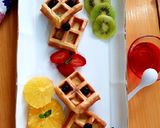A picture of step 5 of Waffles with fresh fruits & strawberry syrup.