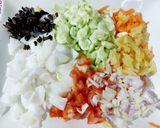 A picture of step 1 of Salad 🥗 with Qeema Shimla Aloo 😋👍.