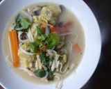 A picture of step 7 of Whonton coconut soup.