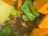 Crema multiverduras con chips de boniato y sal negra en olla a presión