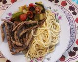 Foto del paso 6 de la receta: Matambre y verduras a la plancha con fideos