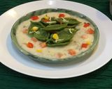 A picture of step 9 of Olive leaves pasta in white sauce.