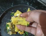 A picture of step 7 of Masala Khandvi.