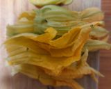 A picture of step 2 of Quesadilla with Squash Blossoms and Mushrooms.