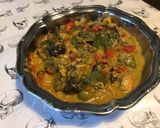 Une image de l'étape 13 de Poulet au curry,poivrons tricolores et pruneaux.