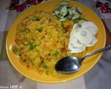 A picture of step 4 of Cous cous jollof.