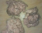 A picture of step 1 of Tagine with Lamb Brain and Eggs.