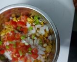 A picture of step 2 of Corn flakes chaat.