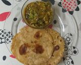 A picture of step 11 of Visrati VangiTuria Pana Sabji with paratha.
