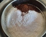 A picture of step 2 of Lamington chocolate cake.
