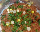 A picture of step 7 of Qeema biryani.