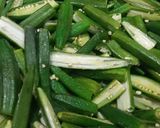 A picture of step 2 of Bhindi masala.