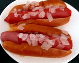 A picture of step 3 of My Filling Hot Dogs with Onion and Brioche Bun.