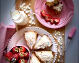 A picture of step 14 of SCONES with red berries & white chocolate chips!! 🍓🥛.