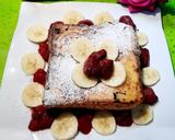 A picture of step 3 of French Toast with banana n Strawberry 😋.