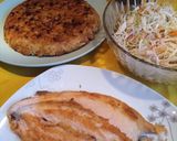 Foto del paso 8 de la receta: Tacu Tacu de Frejol Canario con Trucha frita y Ensalada